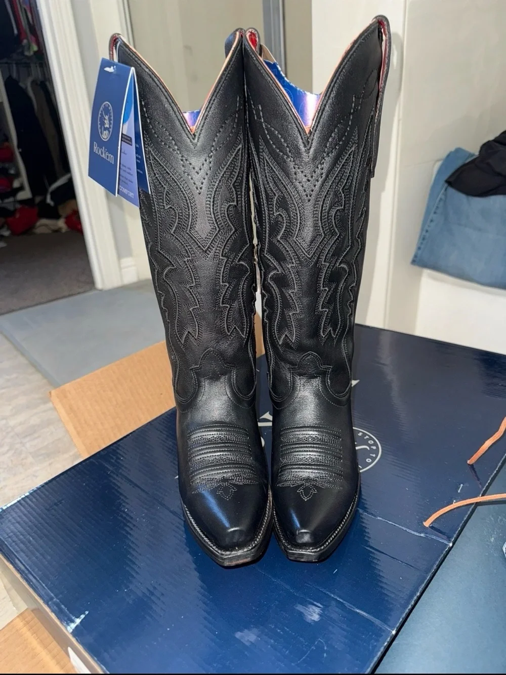 Rock'em Black Over-the-Knee Western Boots - Extra Comfort